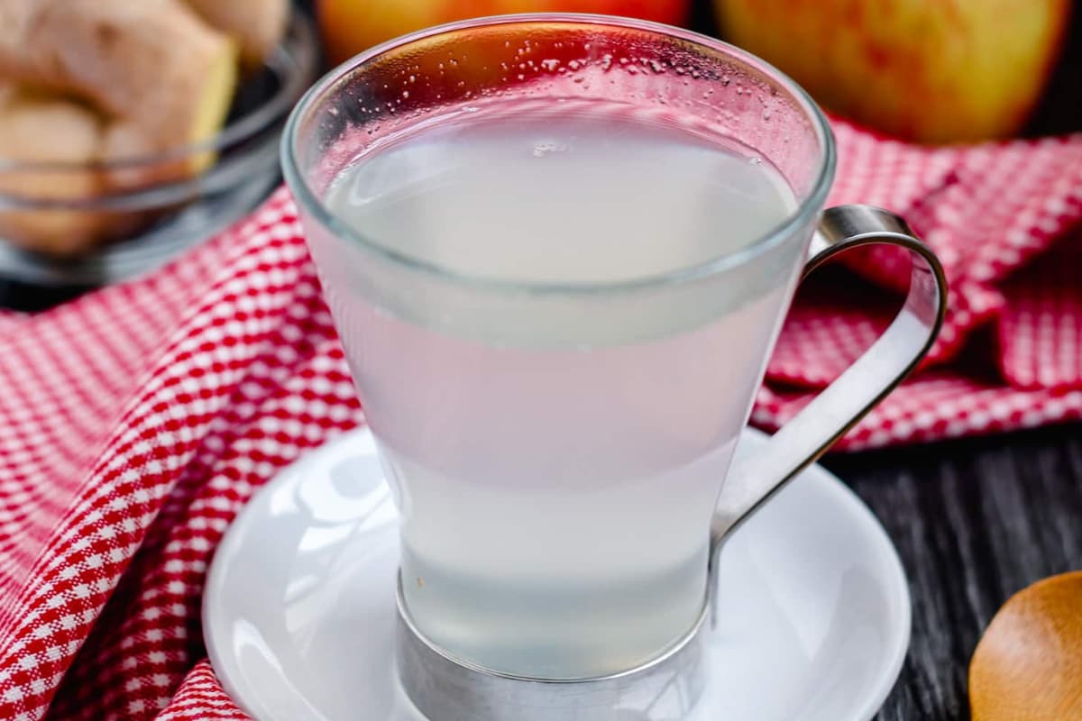 A mug of apple core tea.