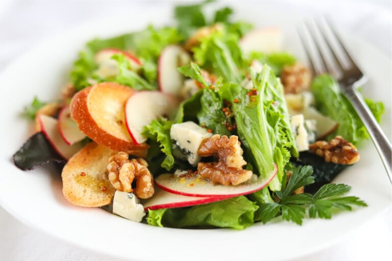 A plate of apple walnut salad.