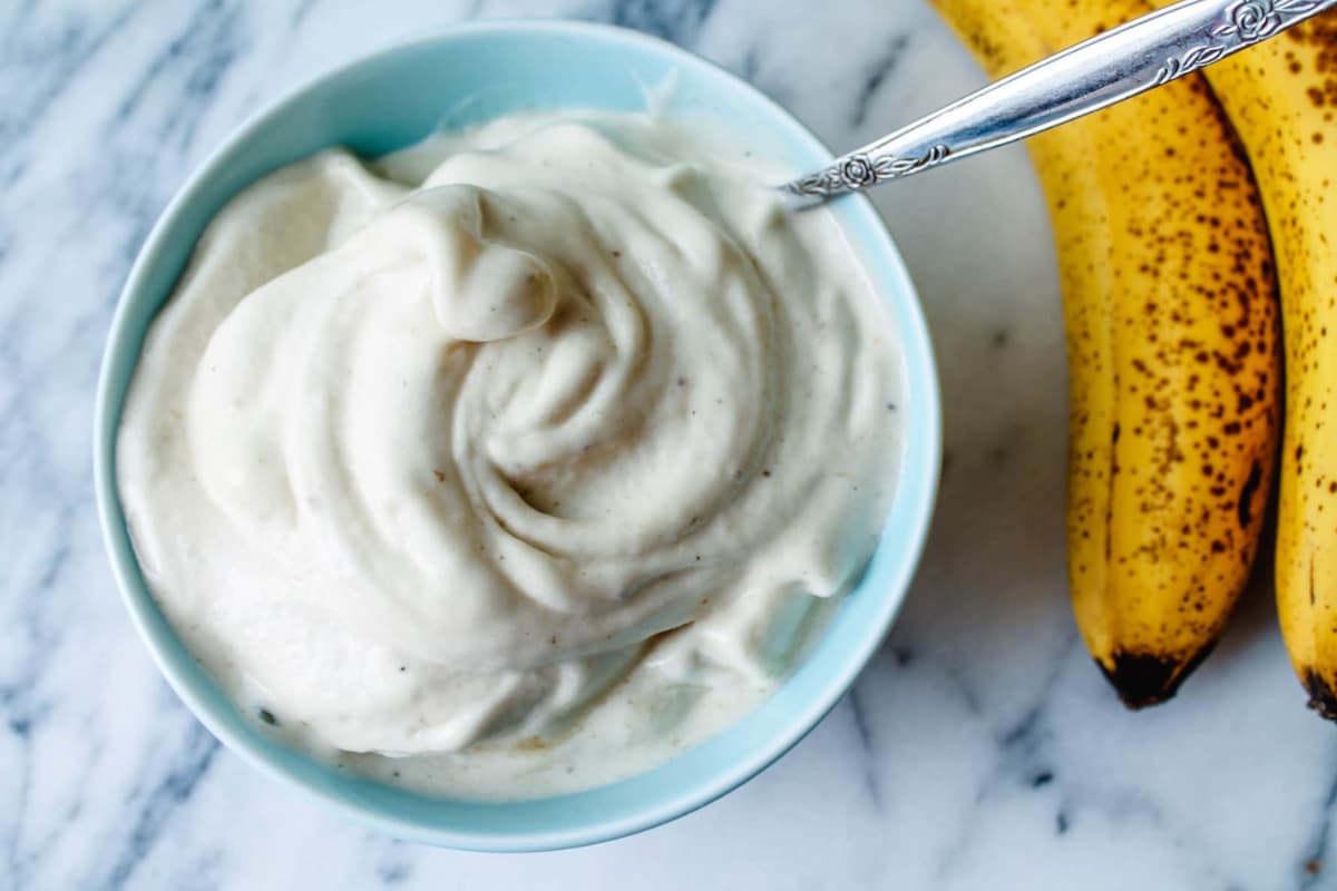 A bowl of banana nice cream.