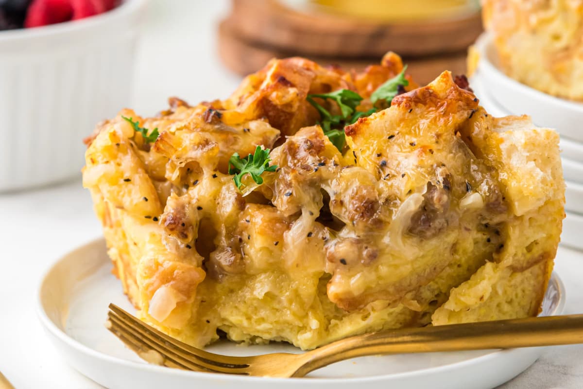 A plate of best ever breakfast casserole.