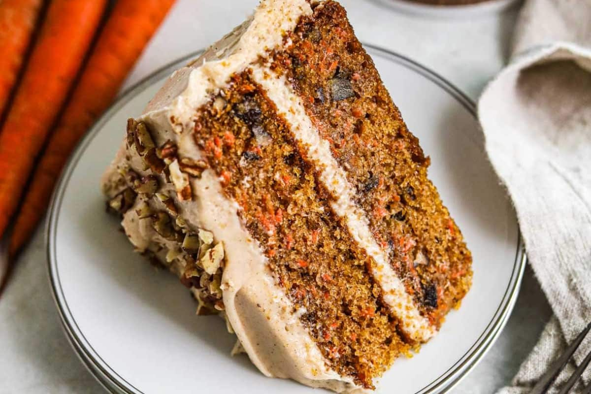 A plate of carrot cake.