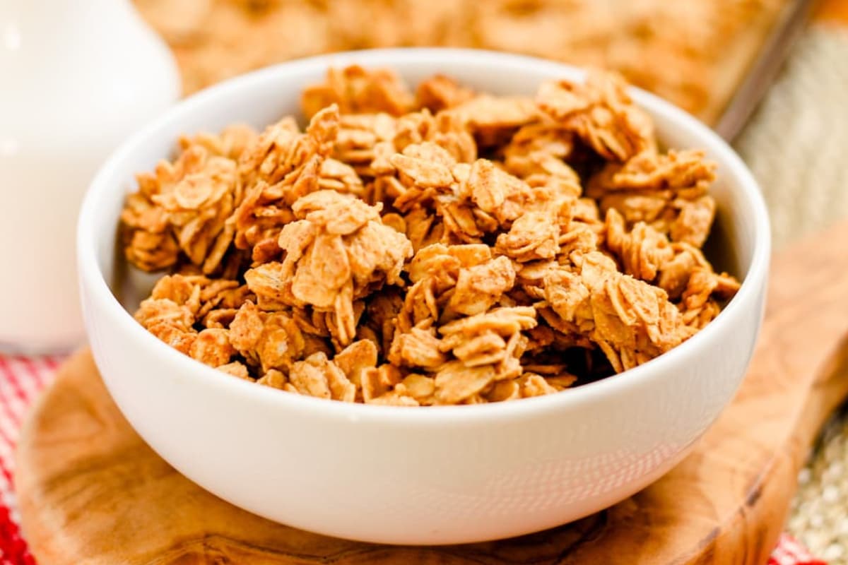 A bowl of five ingredient granola.