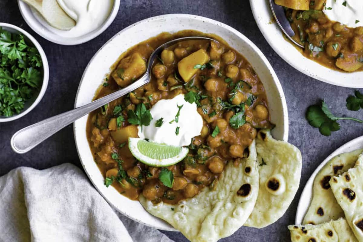 A bowl of garam masala curry.