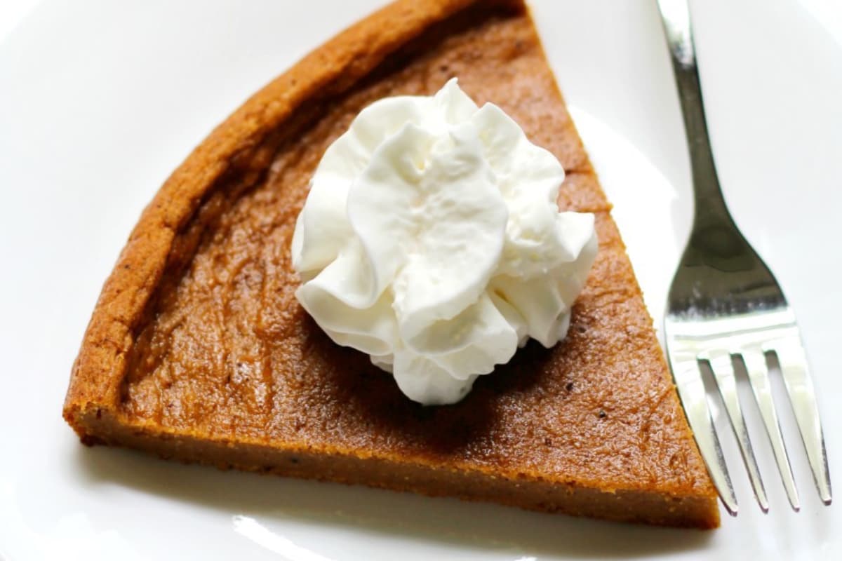 A plate of gluten free sweet potato pie.