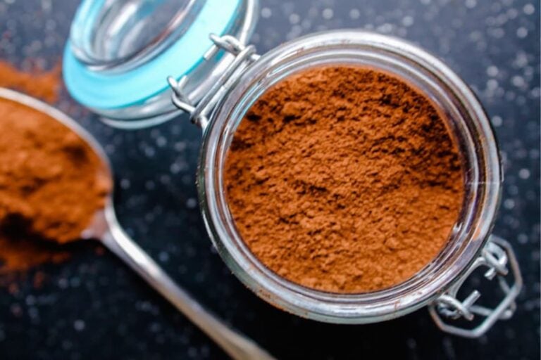 A jar of homemade hot chocolate mix.