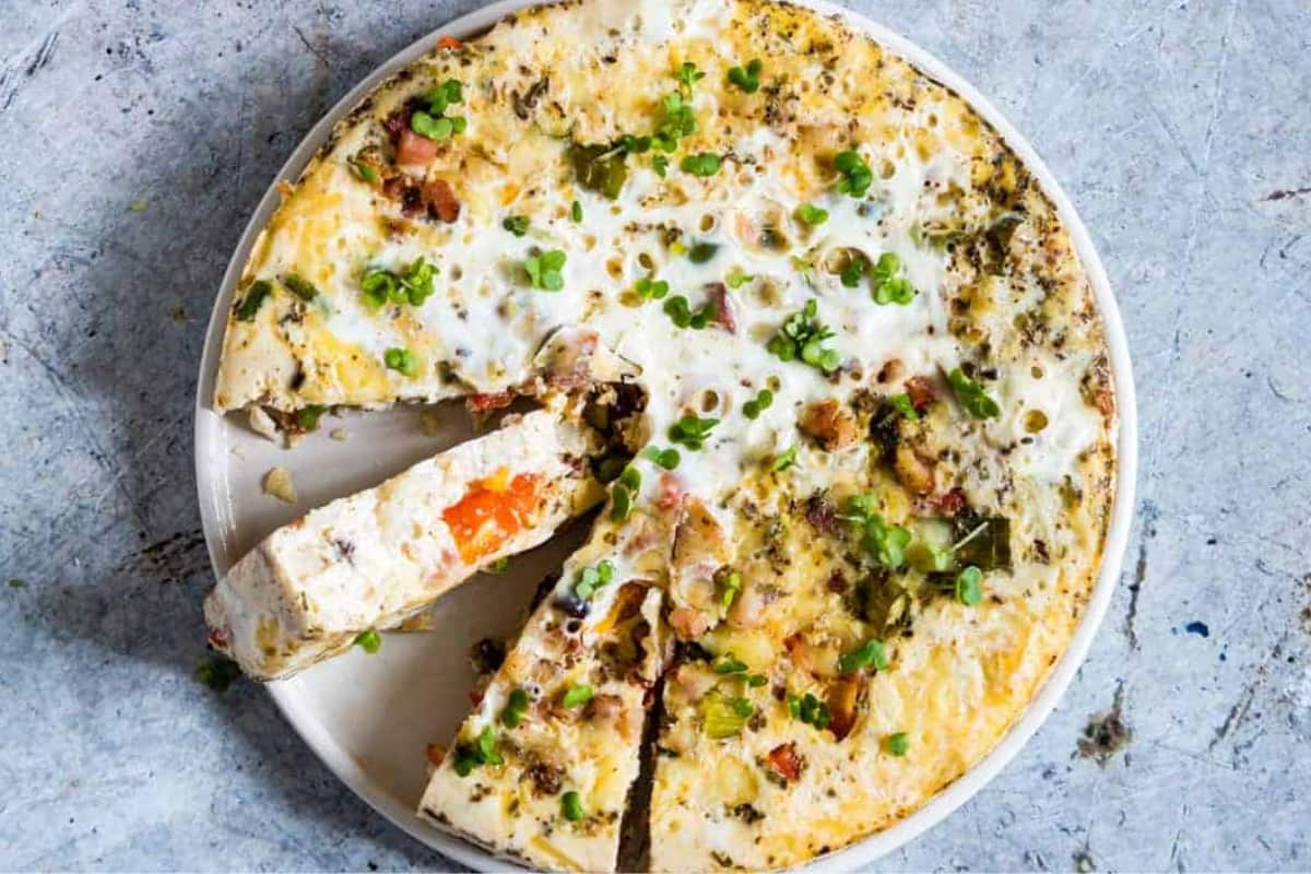 Overhead image of an instant pot breakfast casserole.