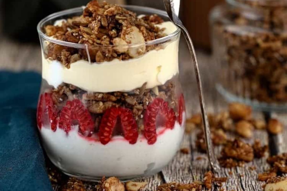 A glass of low carb granola.