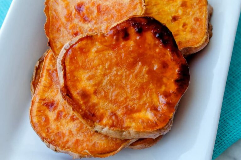 A plate of roasted sweet potatoes.