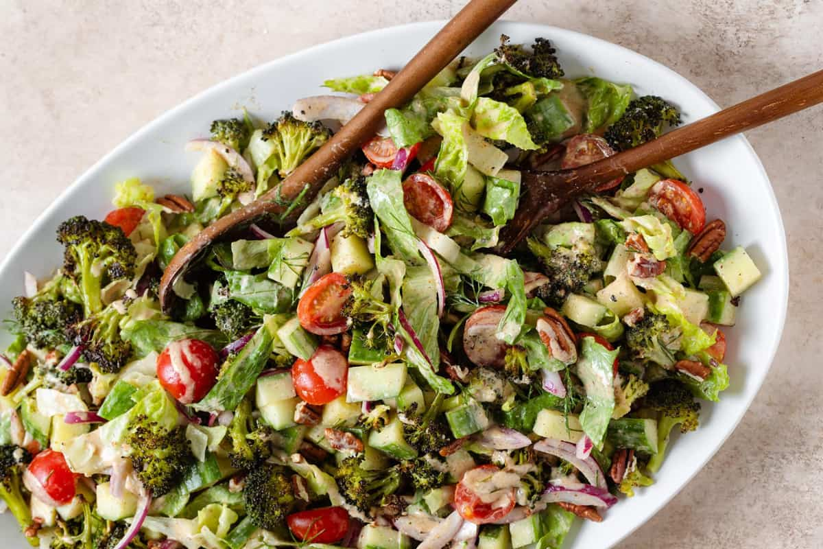 A salad in a bowl.