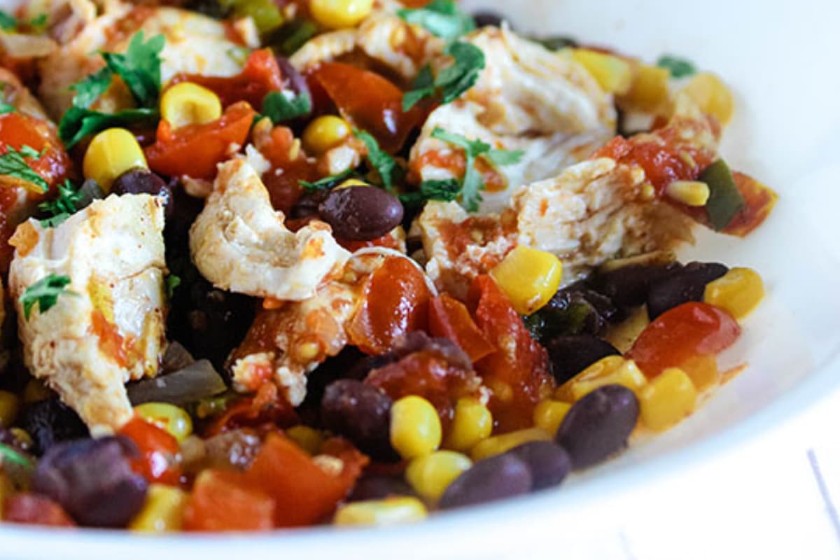 A plate of slow cooker southwest chicken.