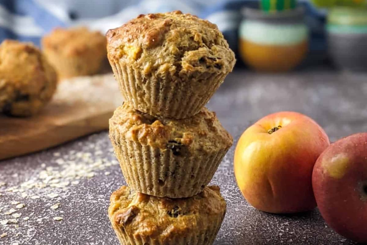 A stack of sugar-free apple muffins.