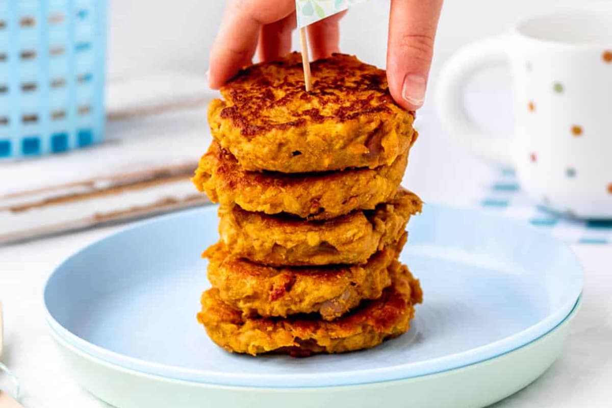 A plate of mashed sweet potato fritters.