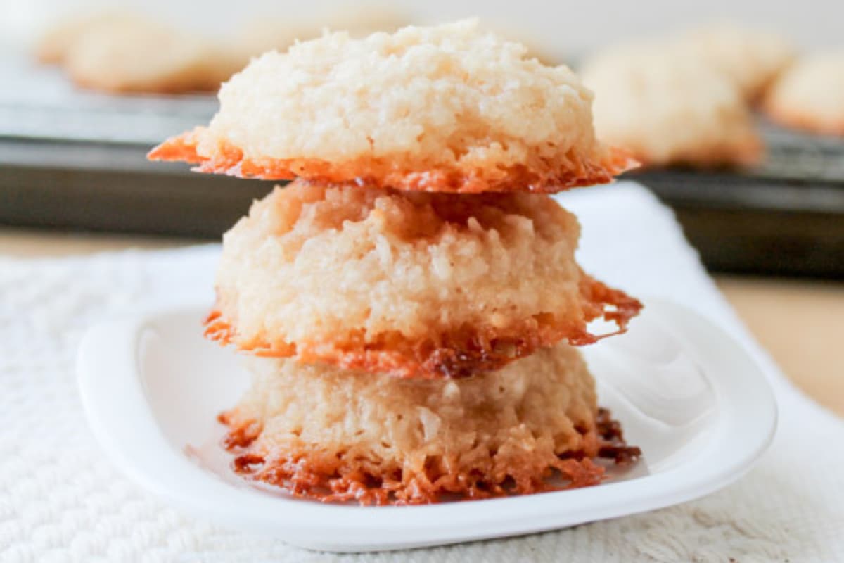 Vegan coconut macaroons on a table.