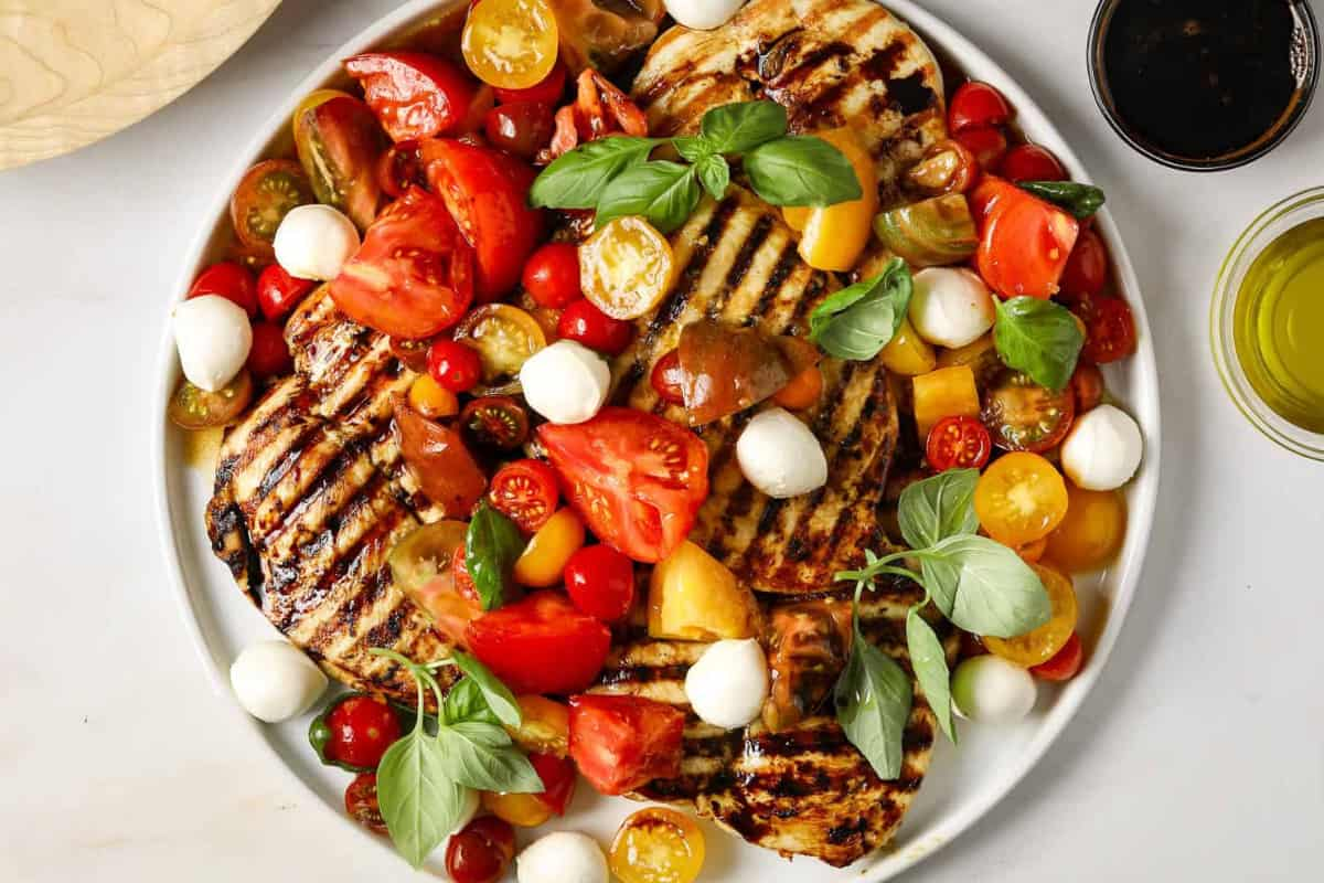 A plate of balsamic grilled chicken.