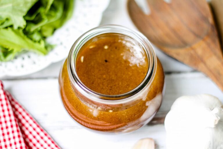 A jar of maple balsamic vinaigrette.