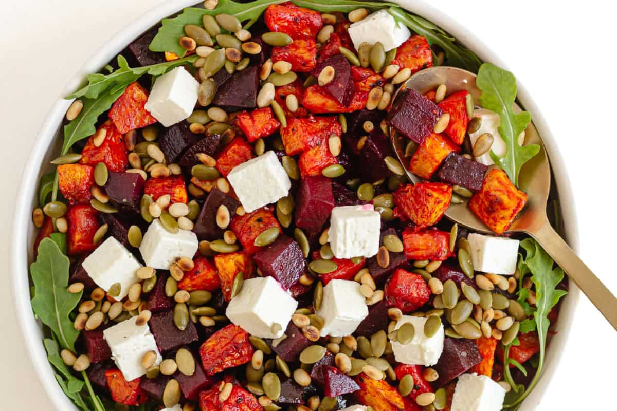 A bowl of beetroot salad.