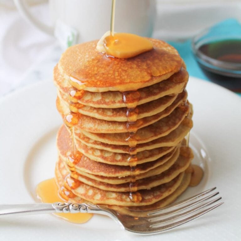 A plate of brown rice flour pancakes.