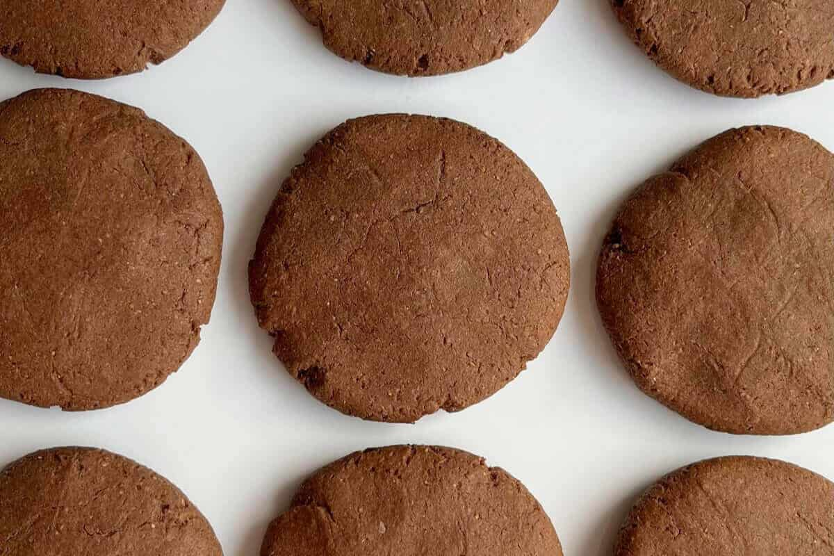 A tray of carob cookies.