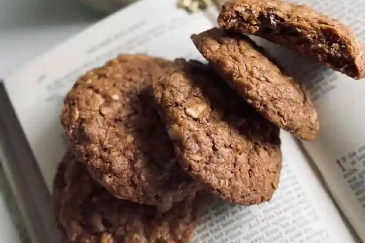 A tray of chocolate hazelnut cookies.