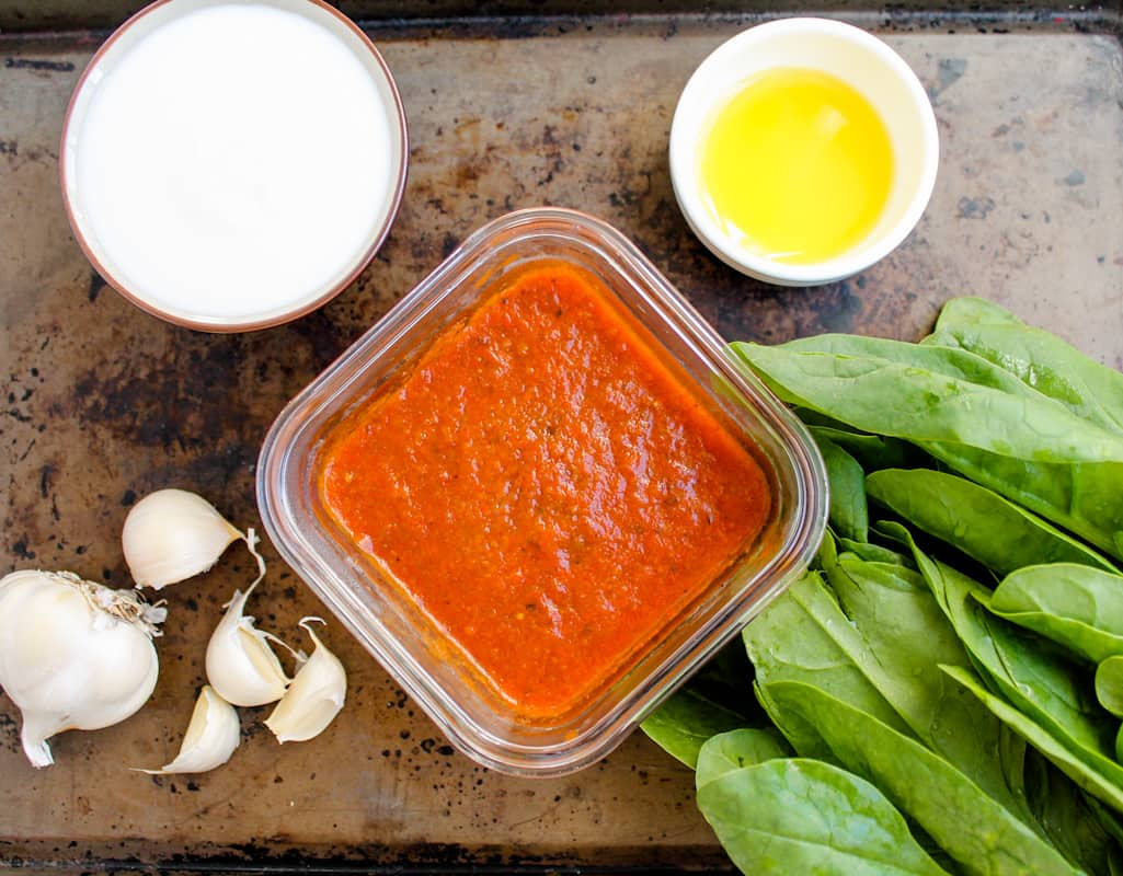 A tray of ingredients.