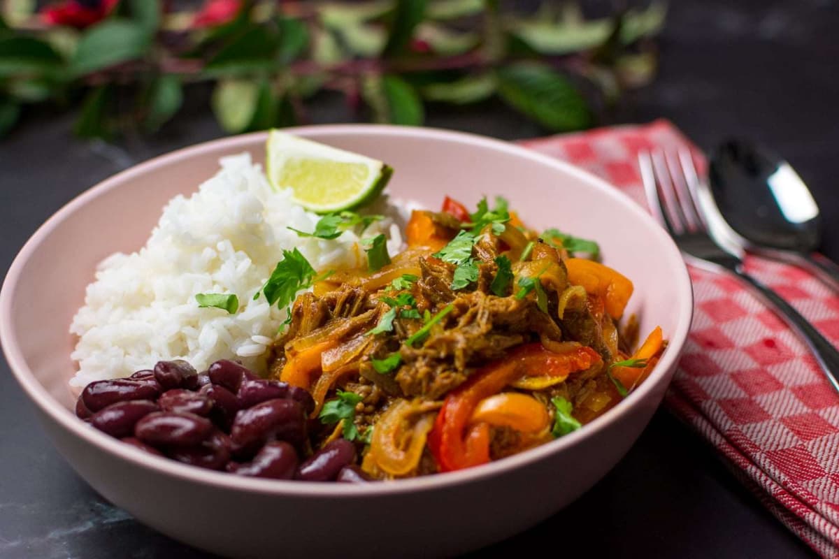 A bowl of cuban ropa vieja.