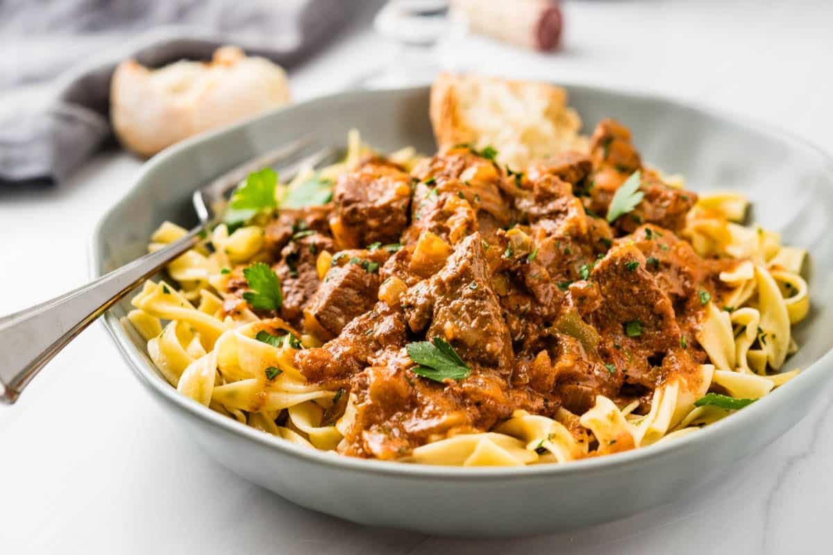 A bowl of German goulash.