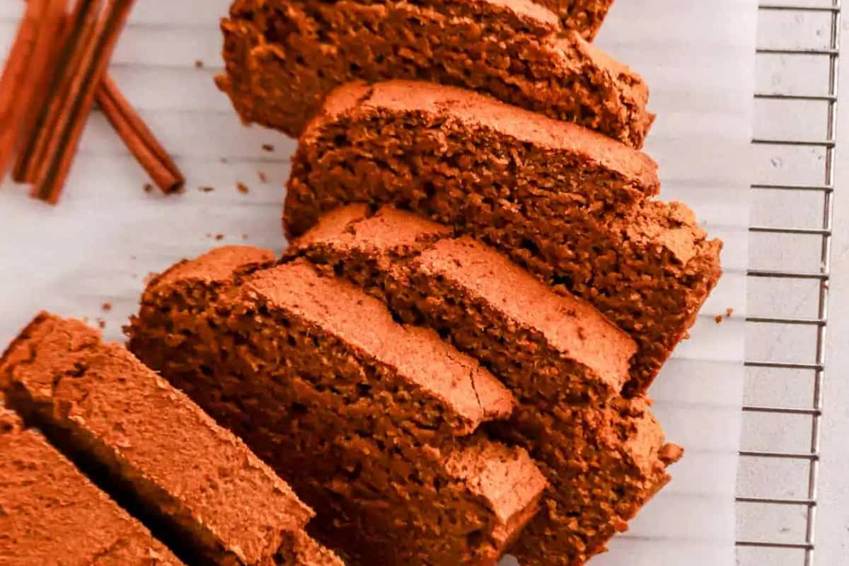 A tray of healthy pumpkin bread.