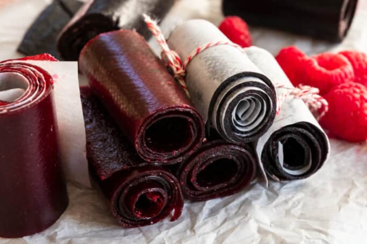 A stack of homemade fruit leather.