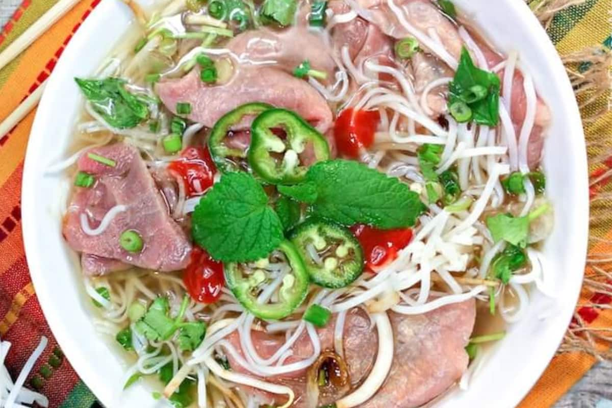 A bowl of instant pot beef pho.