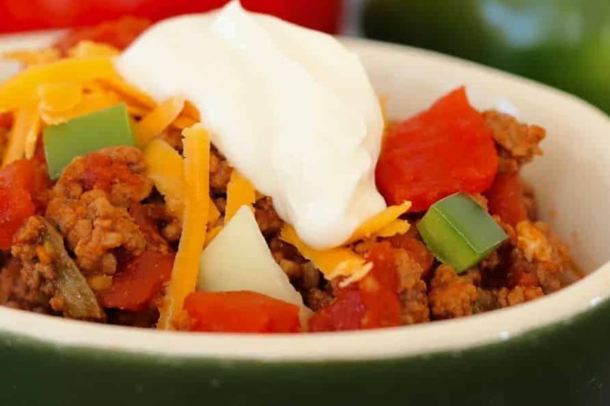 A bowl of low carb chili.