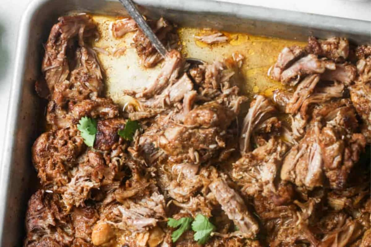 A tray of instant pot carnitas.