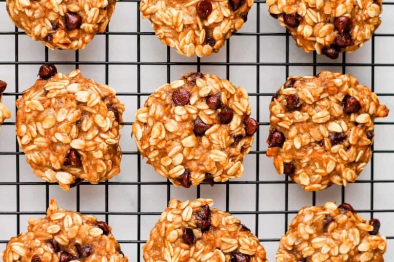 A tray of oatmeal banana cookies.