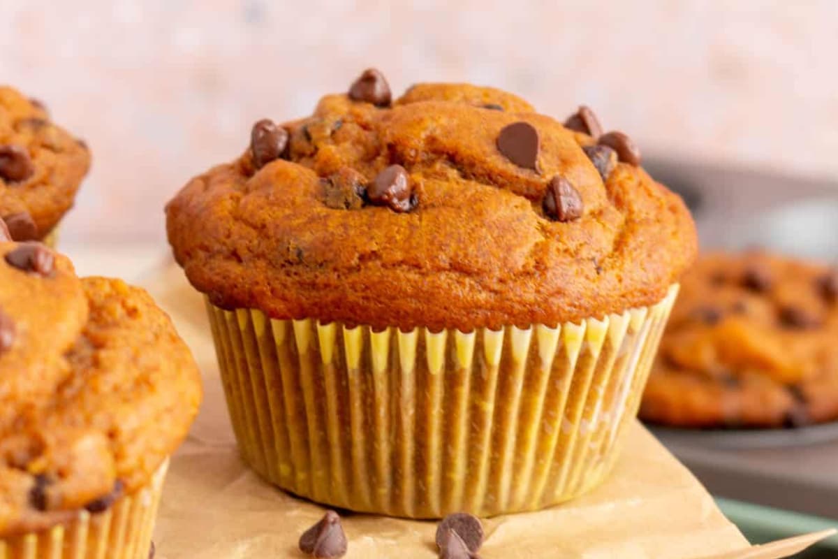 A plate of pumpkin protein muffins.