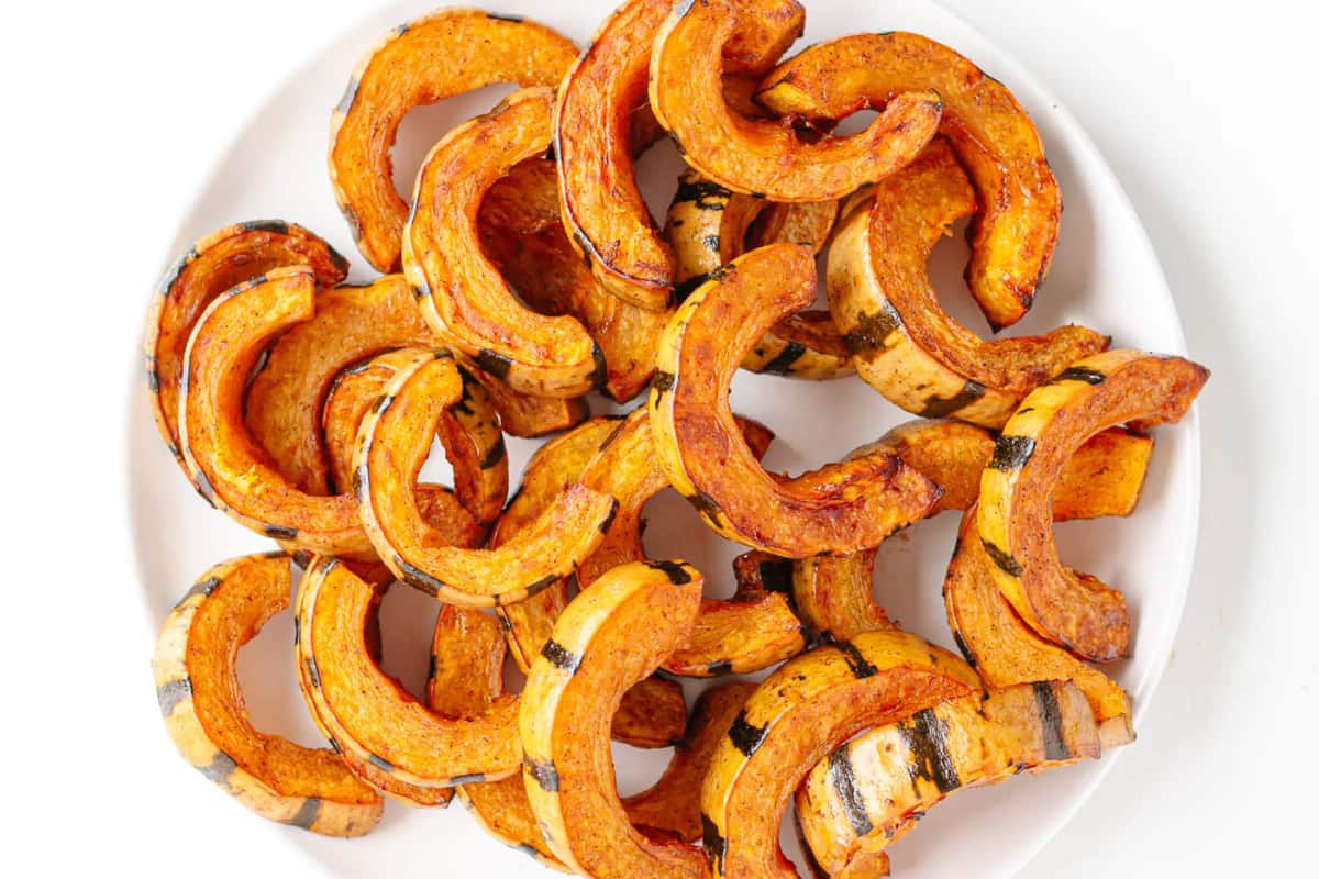 A platter of delicata squash.