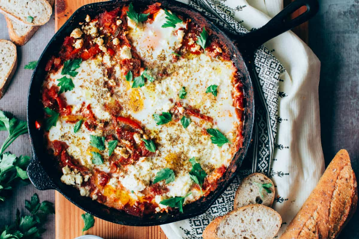 A pan of shakshuka.