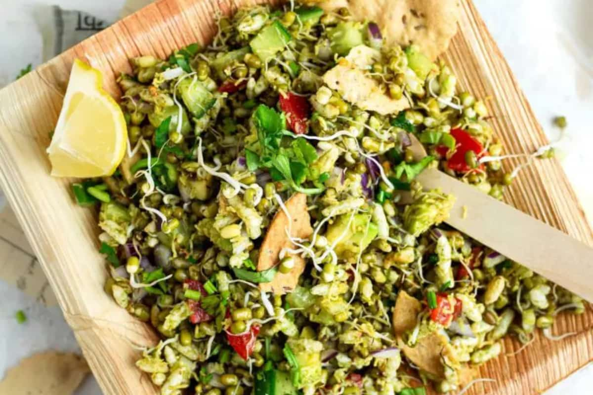 A plate of sprouts chaat.