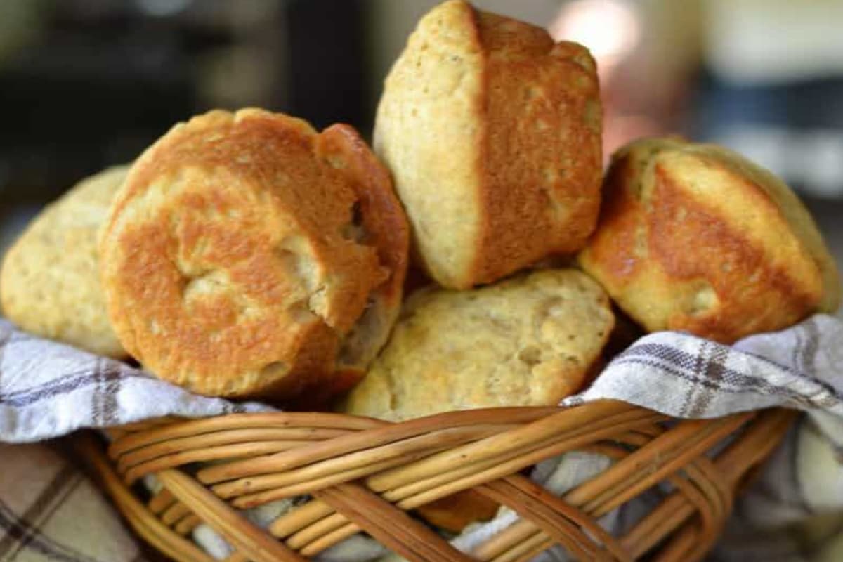 A basket of sweet maple rolls.