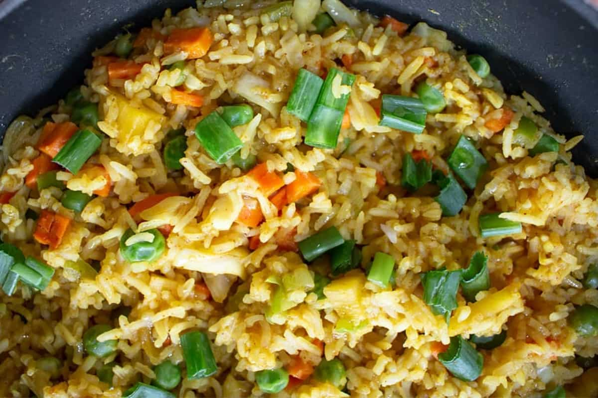 A pan of thai fried rice.