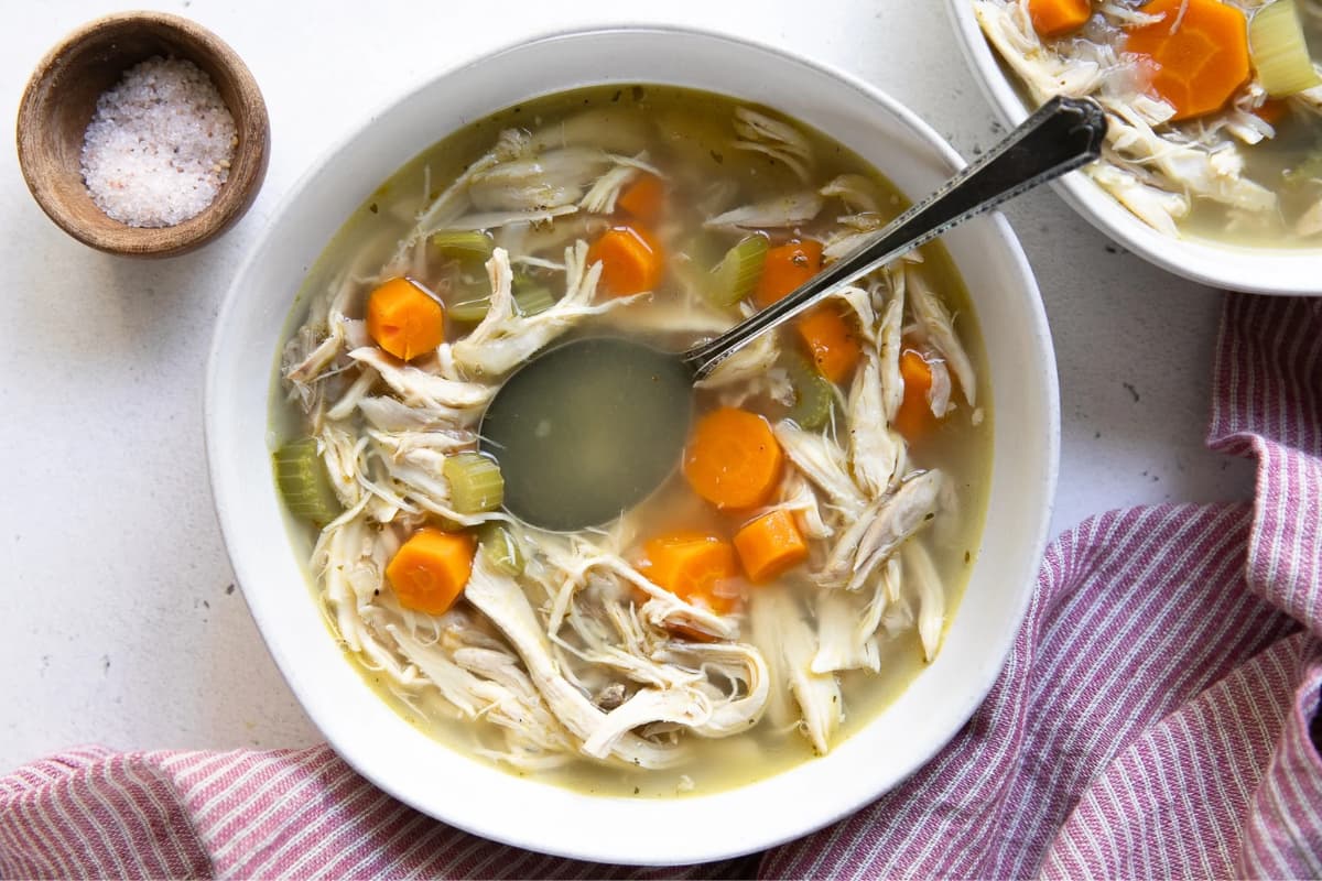 A bowl of chicken soup.