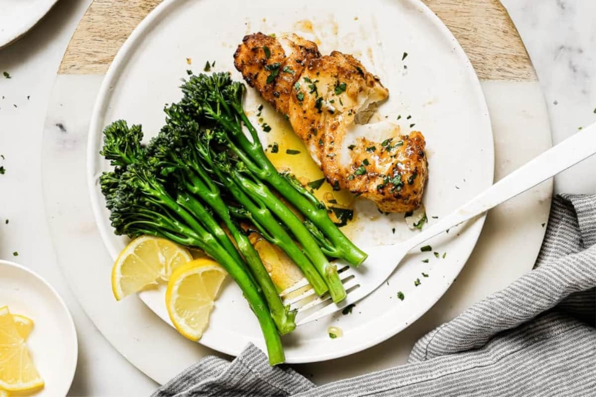 A plate of air fryer cod.