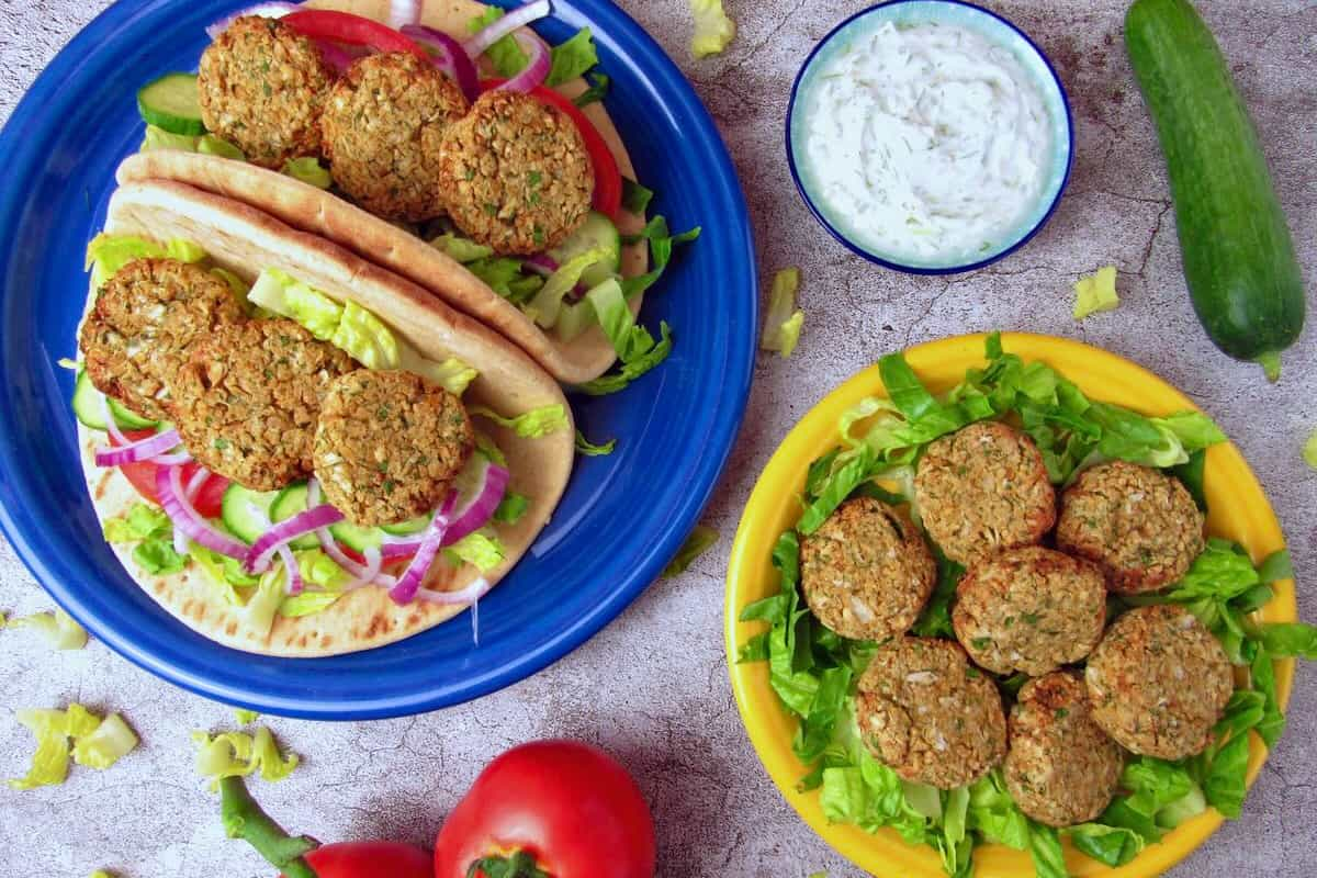 A plate of air fryer falafel.