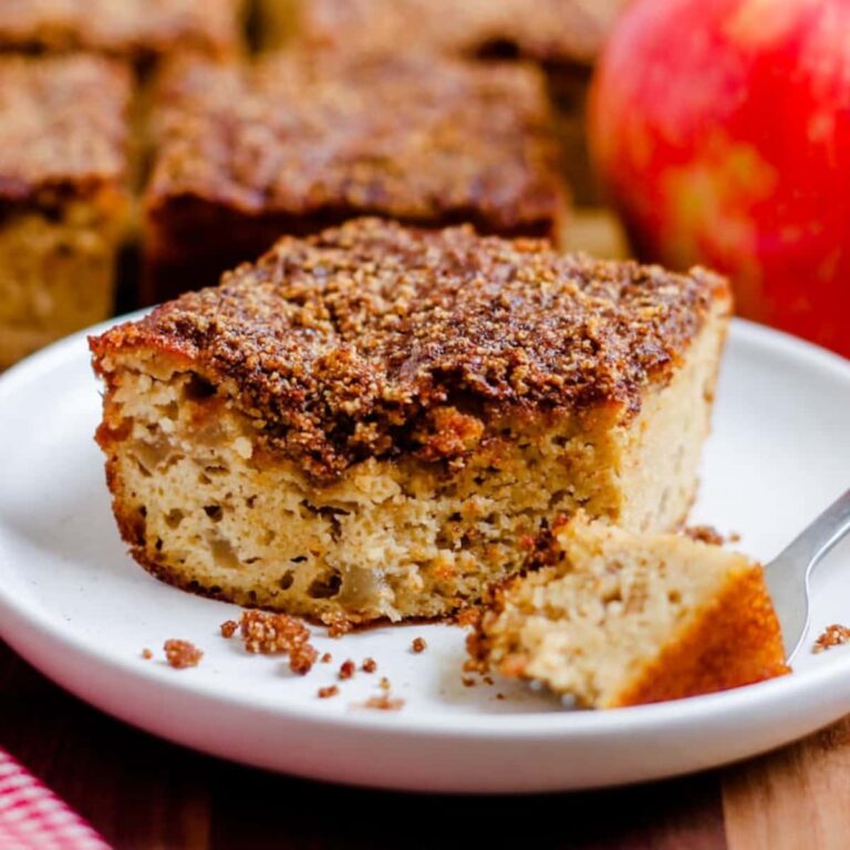 A plate of apple cinnamon coffee cake.