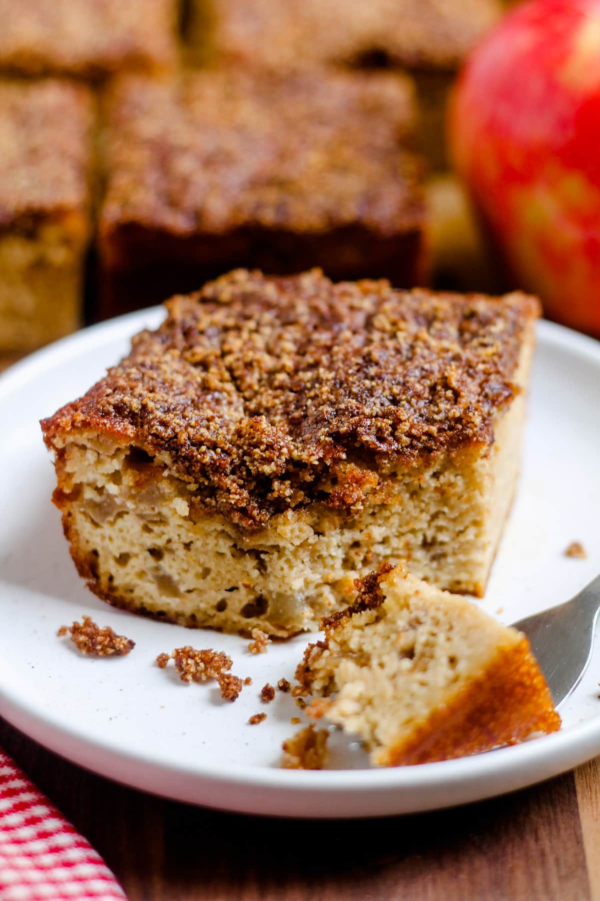 A plate of apple cinnamon coffee cake.