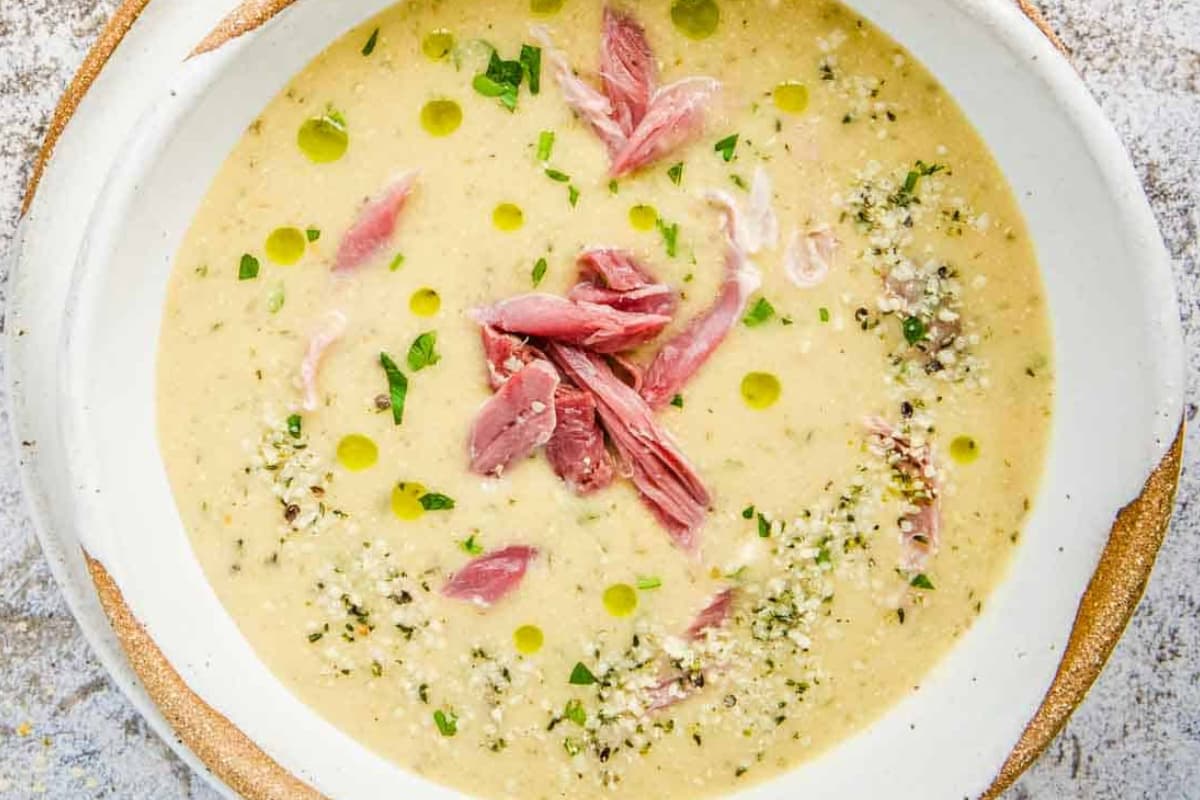 A bowl of ham soup.