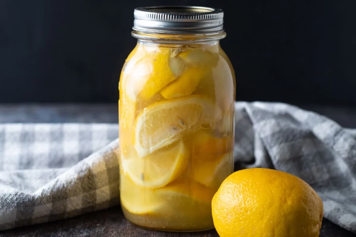 A jar of fermented lemons.