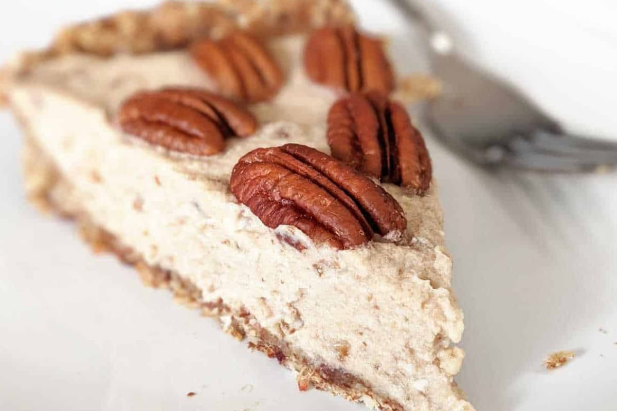 A slice of pecan cream pie.