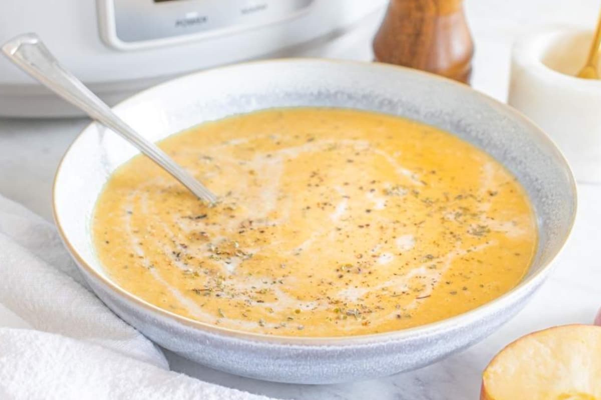 A bowl of butternut  squash soup.