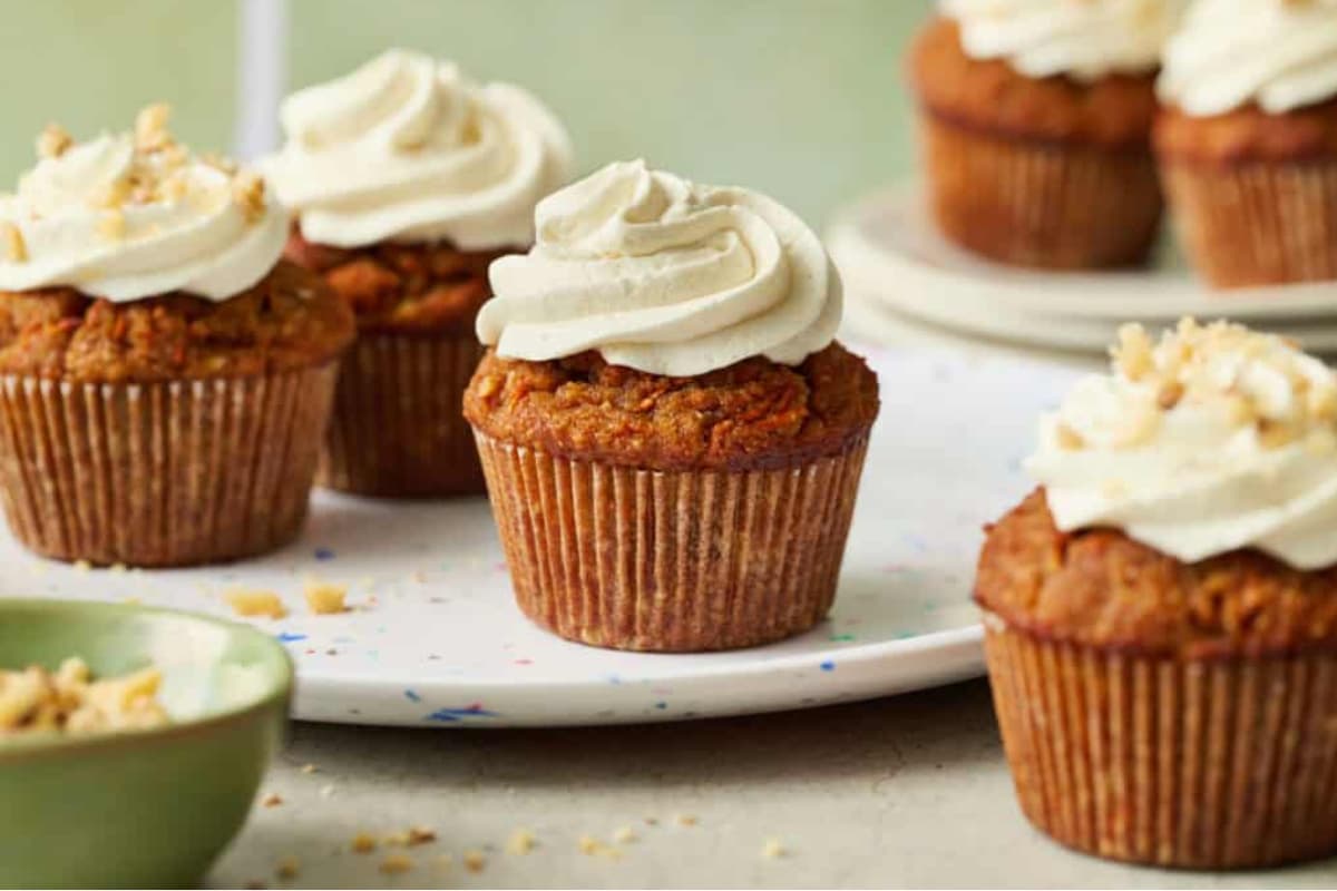 A tray of carrot cake muffins.