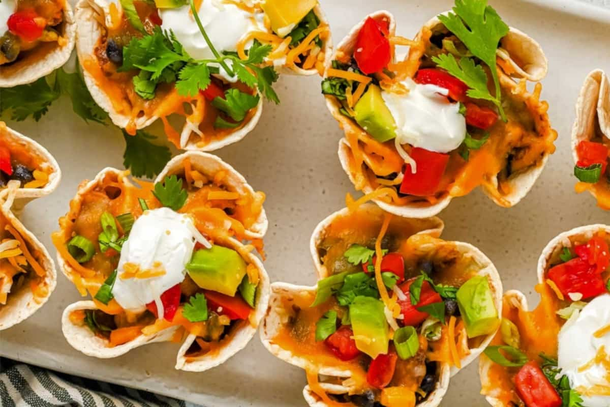 A tray of enchilada cups.