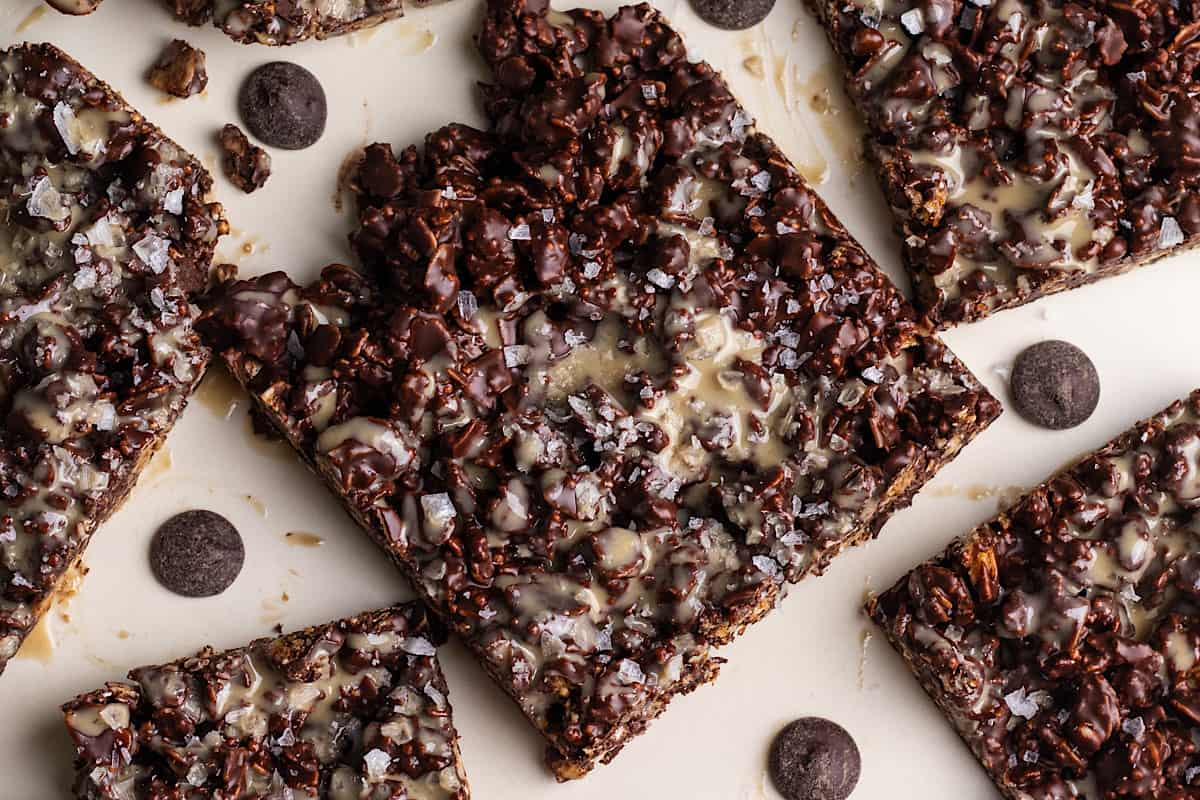 Overhead image of granola bark.